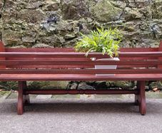 Mid-century slatted wooden planter