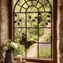 Nostalgia Stable Window Metal Frame with Butterfly  Antique Style 97cm Image 6