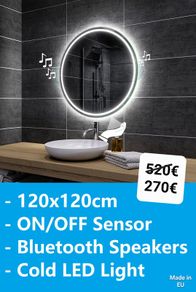LED Bathroom Mirror 120x120cm
