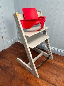 Stokke Tripp Trapp Highchair With Baby Set In Grey and Red