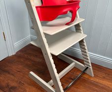 Stokke Tripp Trapp Highchair With Baby Set In Grey and Red