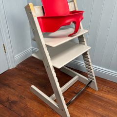 Stokke Tripp Trapp Highchair With Baby Set In Grey and Red