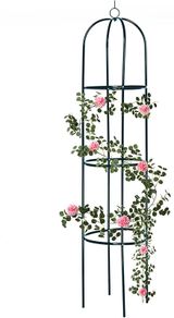 Large 2M Black Metal Garden Obelisk Heavy Duty Strong Tubular Plant Cage For Roses, Climbing Plants Support Structure Garden Decoration