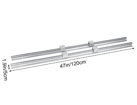 2 Set Sbr20 1200mm 20mm Fully Supported Linear Rail Shaft Rod With 4 ...
