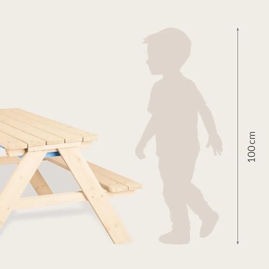 Children's Seat Set for 4 Including 2 Tubs and Removable Worktop for Children from 2 Years Solid Wood Natural
