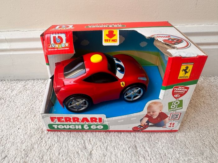 BB Junior Ferrari Car Press & Go Toy Red Kids Sports car approx. 13 cm. Length never used Please see photos