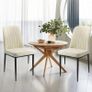 Dining Chairs Set of 2 Off-White Upholstered High Back Kitchen chair with Non-Slip Metal Legs, Easy to Clean Home Chairs for Dining Room Living Room Bedroom Kitchen Lounge Image 2