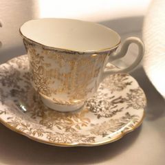 Vintage Royal Vale Gold Chintz Bone China Tea Set For Two