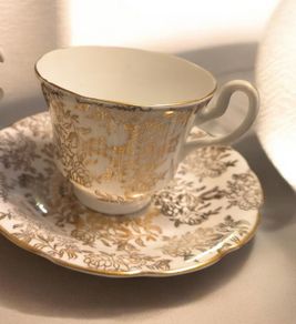Vintage Royal Vale Gold Chintz Bone China Tea Set For Two