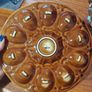 1970's Red and Brown drip glazed Egg Platter Image 6