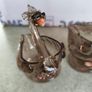 Vintage glass swan figurines, set of 3  glass swan small statues, glass bird figurine, elegant two toned glass swan decor Image 2