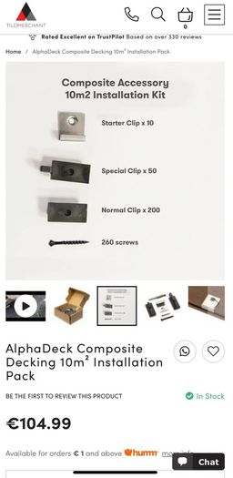 Composite decking installation kit Tile Merchant plus box of decking screws