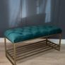 Mustard Eco-Leather Bench with Gold Metal Shoe Rack Image 2
