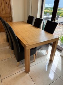 Oak dining table and chairs