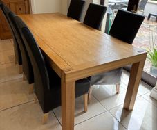 Oak dining table and chairs