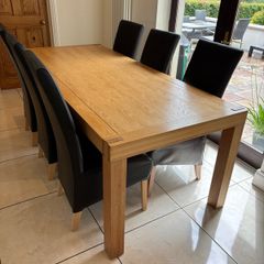 Oak dining table and chairs