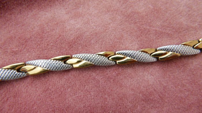 Magnetic Therapy Stainless Steel Silver Gold Black Bangle Wristband  Jewelry Bracelet 19,5cm