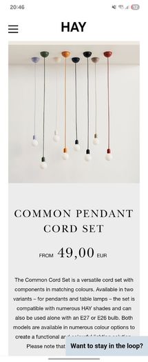 HAY Common Pendant Cord Set - Rusty Red