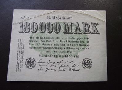 Germany. Reichsbanknote. 100,000 Mark (25.7.1923)