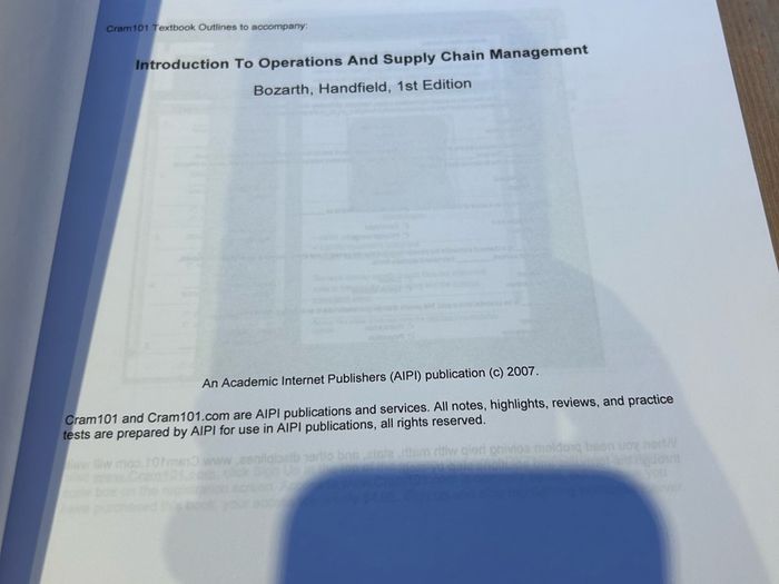 Just the Facts 101 Study guide for Operations and Supply Chain Management