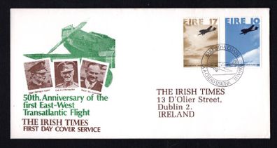 1978 Ireland 50th Anniversary of the First East to West Transatlantic Flight Ireland Commemorative Stamp Illustrated The Irish Times First Day Cover (FDC)