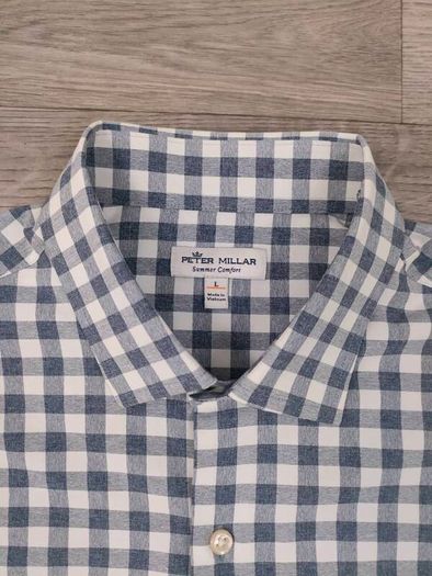 Peter Millar Summer Comfort Performance Button Up Golf Shirt Mens Large