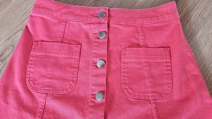 H+M coral denim mini skirt size UK 6