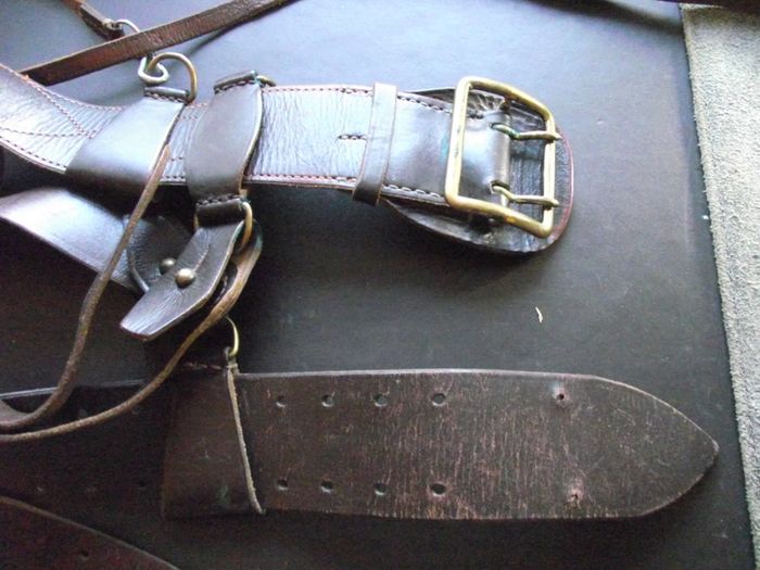 1970s Soviet Military Army Officer's Leather Sam Browne Belt with Field Bag Map-case