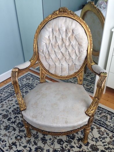 2 Antique Gold chairs with oval back