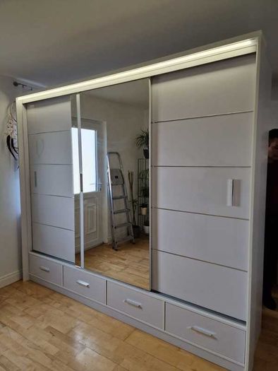 Sliding Doors Wardrobe S 253cm LED - White