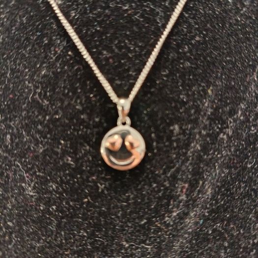 Sterling Silver Smiley Face Pendant Necklace - Happy Charm Jewelry