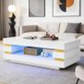High Gloss Coffee Table with LED Lights White Living Room Table. Image 4