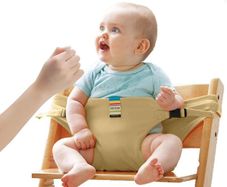 Portable Feeding Booster Seat Strap for Travel/Home/Restaurants/Shopping (Khaki)