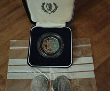 1988 Dublin Millennium 50p Proof Coin and 2 circulated coins