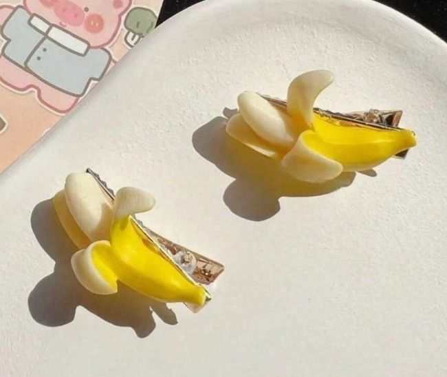 Funny Peelable Banana Hair Clips Set