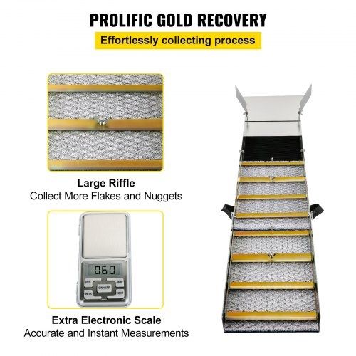 Folding Aluminum Alloy Sluice Box, Compact 50\" Sluice Boxes for Gold, Lightweight Gold