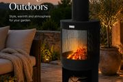 Tall Outdoor Garden Fireplace with Chimney and Poker Black Steel
