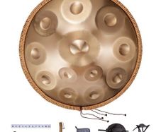 Handpan Drum 55.9 cm 12 Notes D Minor Hand Drum Instrument with Mallet