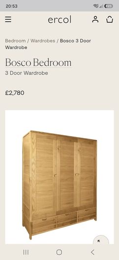 Ercol Bosco 3 door oak wardrobe