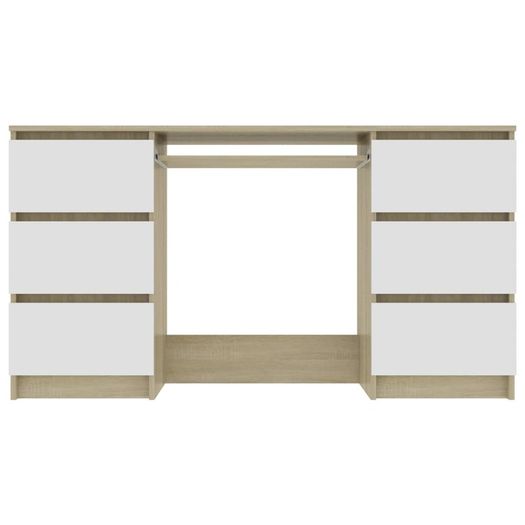 Writing Desk White and Sonoma Oak 140x50x77 cm Chipboard
