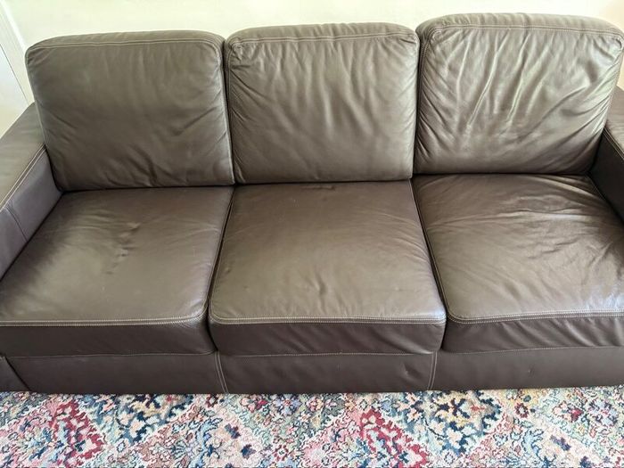 Dark brown leather couch