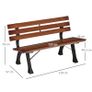 2-Person Bench for Garden & Patio, Cast Aluminum+Natural Wood, 120 x 57 x 70 cm, Brown Image 4