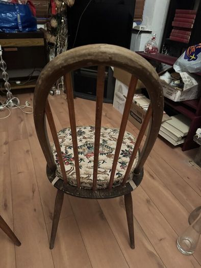 Pair of Vintage Ercol Quaker Hoop Back Dining Chairs with Cushions