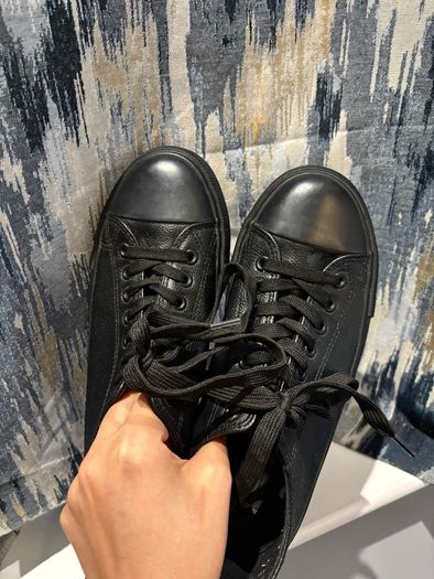 Black Primark Leather-Look Trainers / Sneakers - Size UK 6 / EUR 39 (Worn Once)