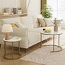 Removable Set of 2 End Table, Nesting Tables with Gold Metal Frame Legs and Marble White Top for Living Room, Bedroom, Office, Balcony, Apartment (White Image 4