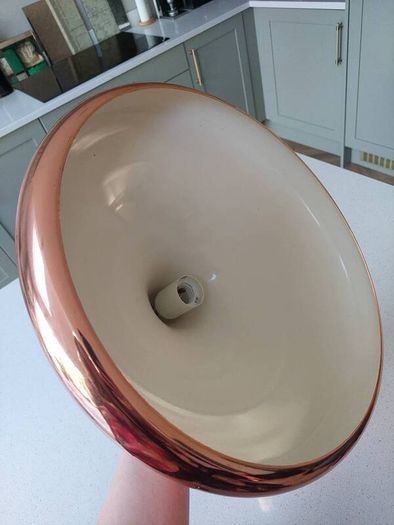 Copper pendant ceiling light. Lovely shape.