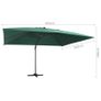 Cantilever Umbrella with LED Lights and Aluminium Pole 400x300 cm Green Image 2