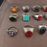 Antique Brass Ring Collection 15 Mixed Handmade Stone & Glass Rings Image 9