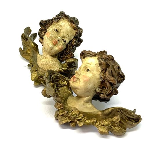 Vintage Hand Painted Pair Of Putto Heads