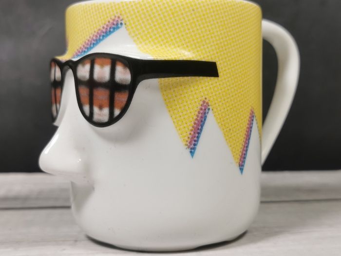 RARE Andy Warhol Porcelain Cup Artist Series Mug with Nose & Tongue Glasses VGC
